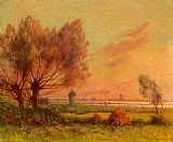 Ferdinand Loyen Du Puigaudeau Canvas Paintings - Soleil couchant sur les marais salants